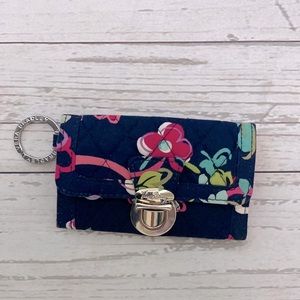 Vera Bradley Keychain ID Window Wallet Blue Floral